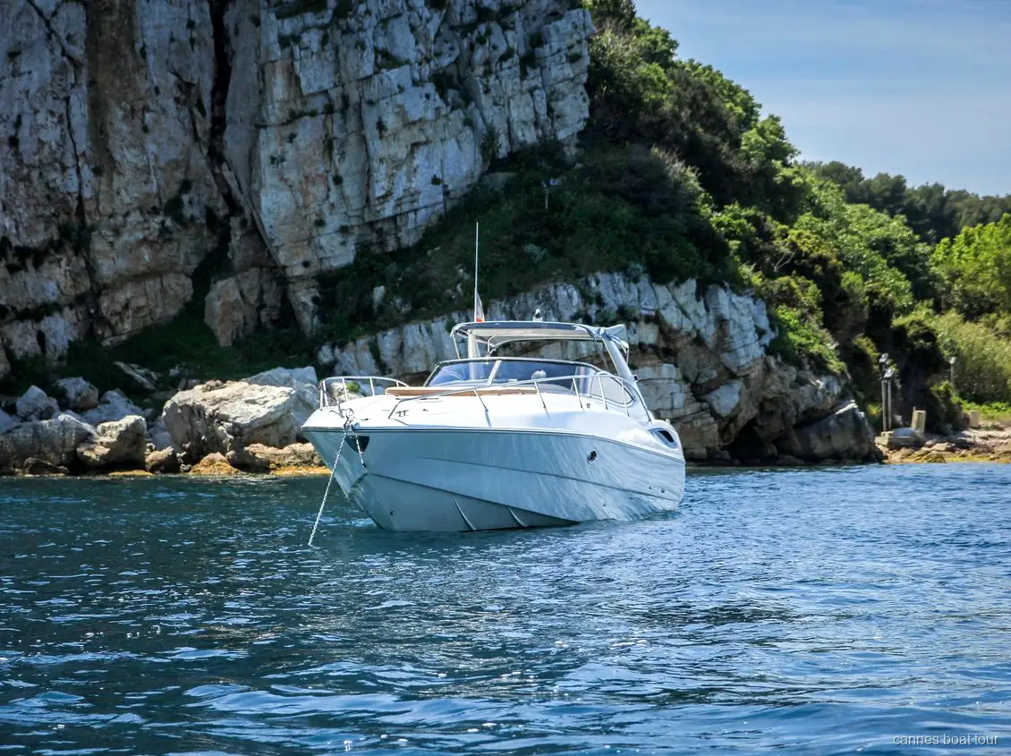 Sun deck of the private Cannes yacht charter overlooking the Riviera coast